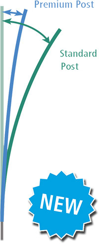 Bild von einem Fiberglas Pfahl verglichen mit einem Standard Pfahl
