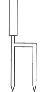 Grafik Geflügelnetz Pfahl mit Doppelspitze für guten Stand auch in weichen, erdigen Böden