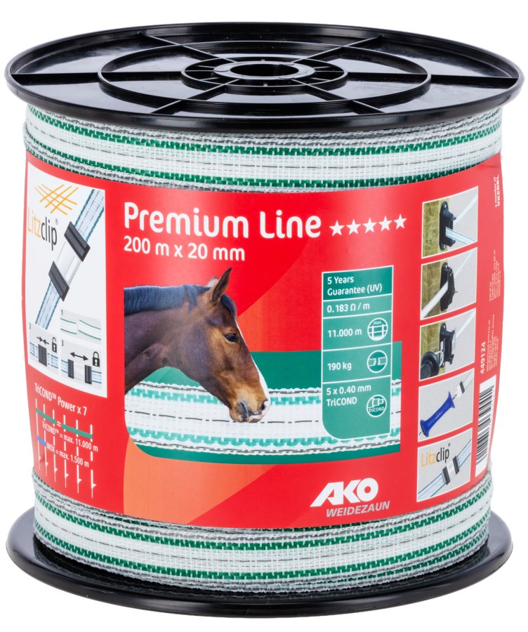 Kerbl Weidezaunband TopLine 200 M X 20 Mm – Weiß/schwarz, 6x0,25 Mm TRICOND – Easy Handling